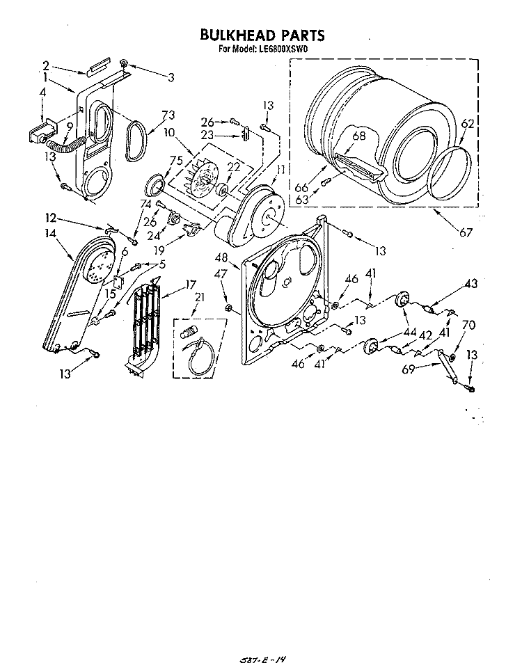 SECTION Diagram and Parts List for LE6800XSW0  Whirlpool Dryer