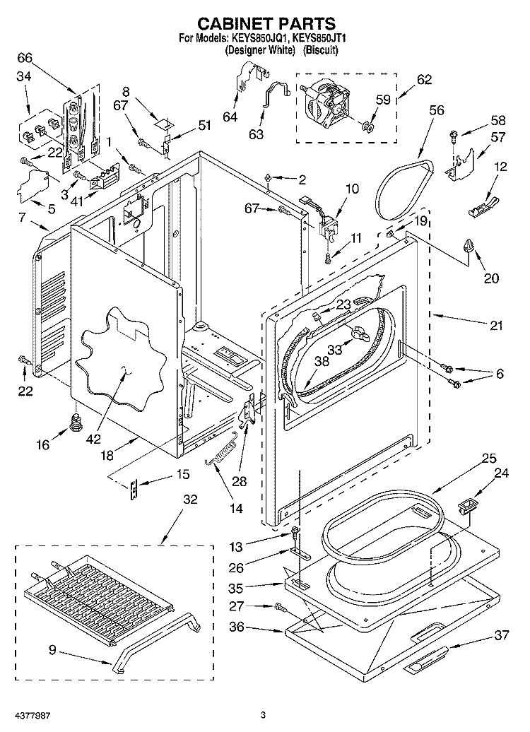 SECTION Diagram and Parts List for KEYS850JT1  KitchenAid Dryer