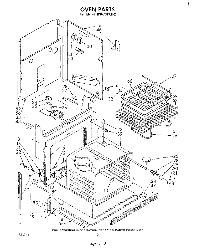 OVEN Diagram and Parts List for RS670PXK2  Whirlpool Range