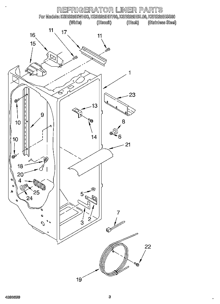 REFRIGERATOR LINER Diagram and Parts List for KSRS25IHSS00  KitchenAid Refrigerator