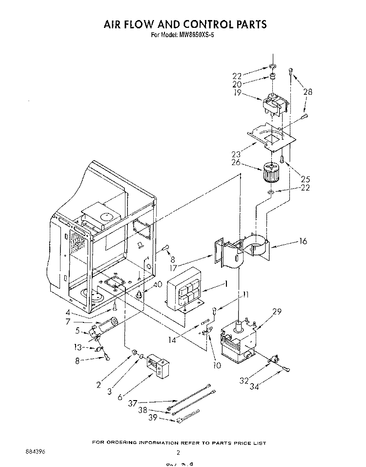 SECTION Diagram and Parts List for MW8650XS5  Whirlpool Microwave