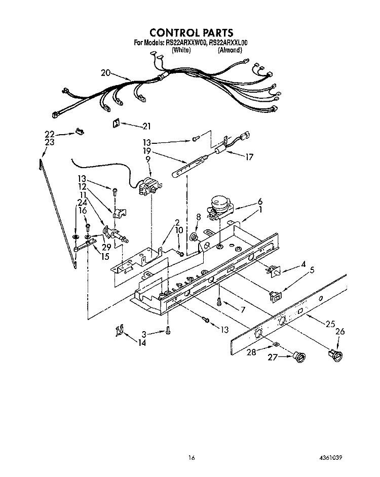 CONTROL Diagram and Parts List for RS22ARXXW00  Roper Refrigerator