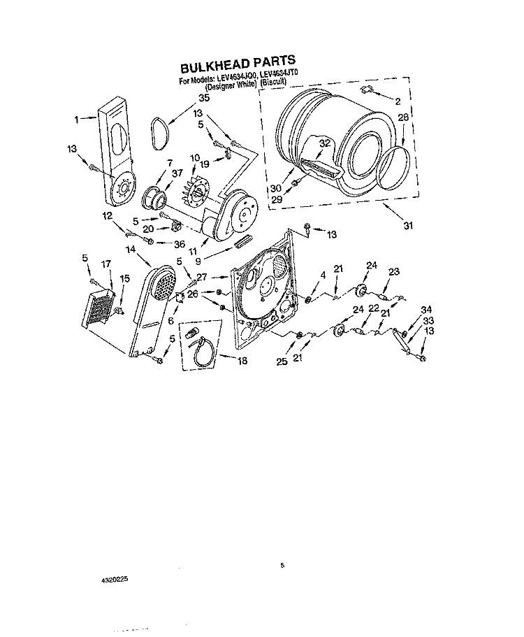 SECTION Diagram and Parts List for LEV4634JT0  Whirlpool Dryer