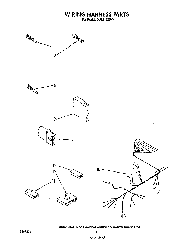 WIRING HARNES Diagram and Parts List for DU7216XS5  Whirlpool Dishwasher