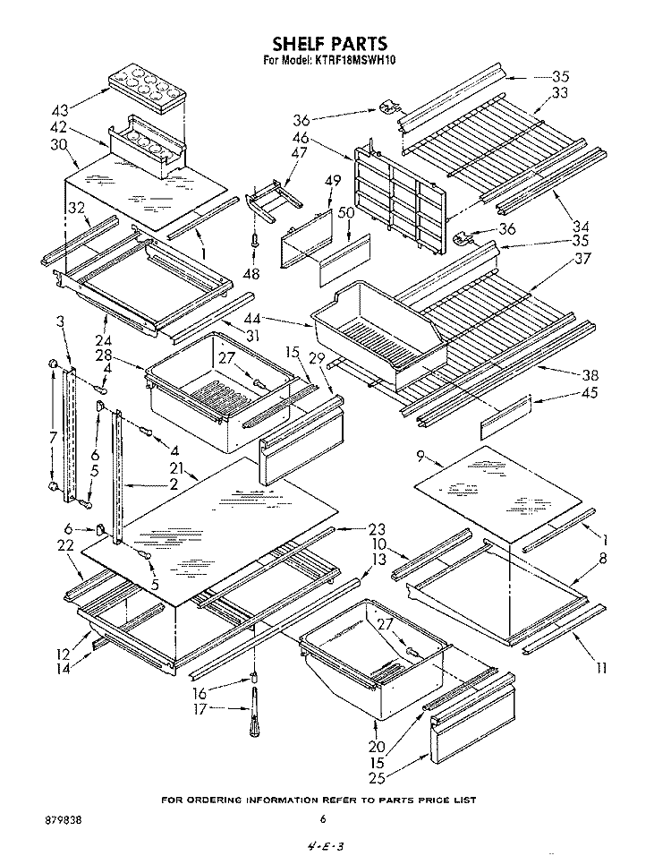 SHELF Diagram and Parts List for KTRF18MSPL10  Whirlpool Refrigerator