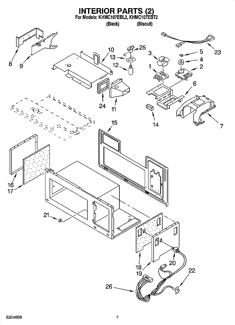 INTERIOR PARTS 2 Diagram and Parts List for KHMC107EBT2  KitchenAid Microwave