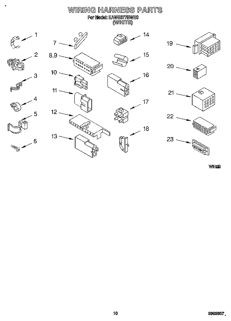 WIRING HARNESS Diagram and Parts List for KAWE677BWH0  KitchenAid Washer