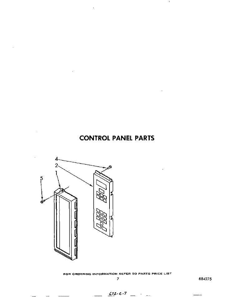CONTROL PANEL Diagram and Parts List for MW8600XS2  Whirlpool Microwave
