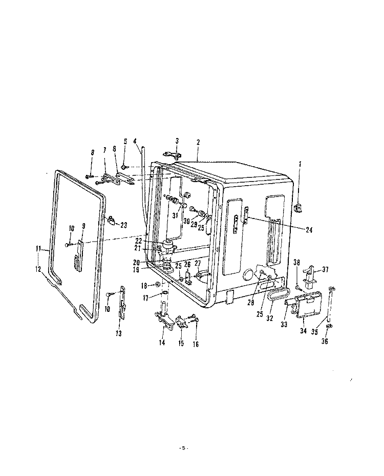 TUB Diagram and Parts List for 8585L00  Roper Dishwasher