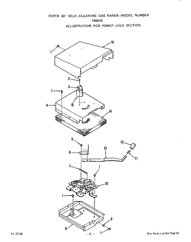 OVEN BODY Diagram and Parts List for F8957W0  Roper Range