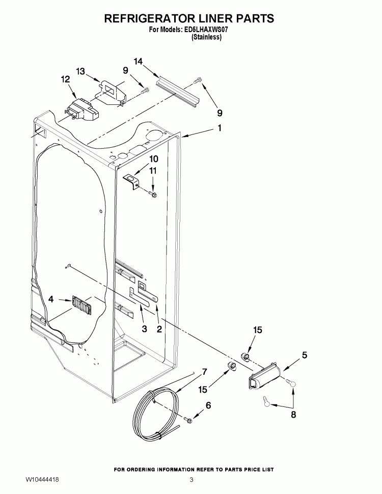 REFRIGERATOR LINER PARTS Diagram and Parts List for ED5LHAXWS07  Whirlpool Refrigerator