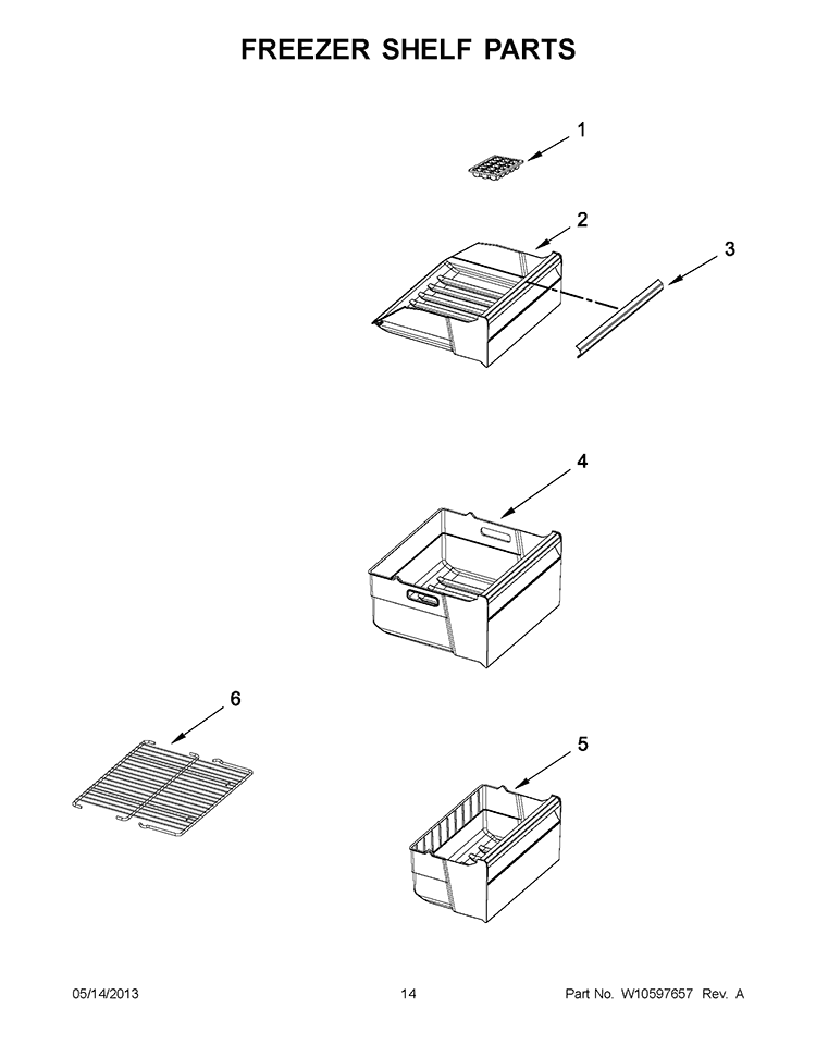 FREEZER SHELF PARTS Diagram and Parts List for KBWG11NCSS00  KitchenAid Refrigerator