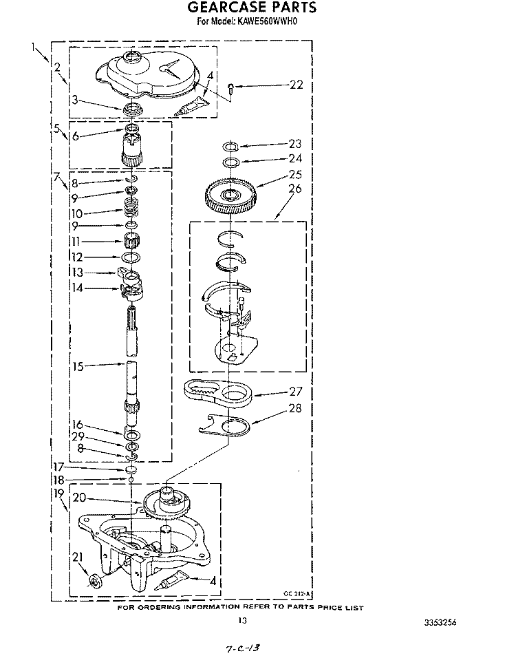 GEARCASE Diagram and Parts List for KAWE560WAL0  Whirlpool Washer