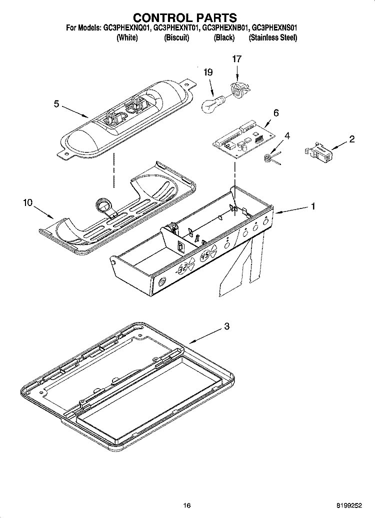 CONTROL PARTS Diagram and Parts List for GC3PHEXNS01  Whirlpool Refrigerator
