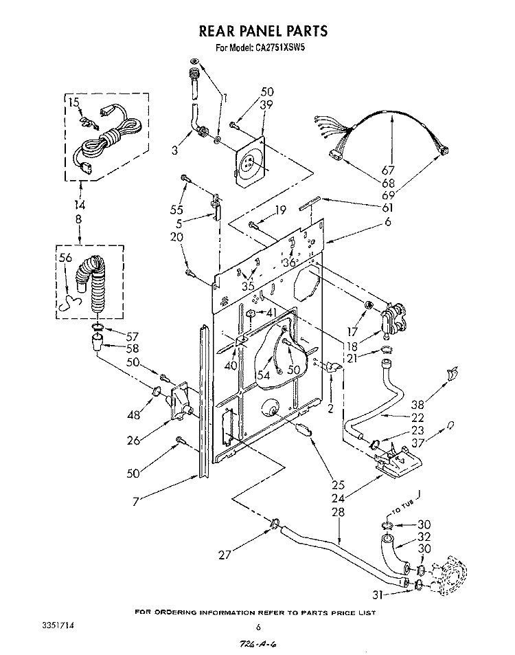 REAR PANEL Diagram and Parts List for CA2751XSW5  Whirlpool Washer