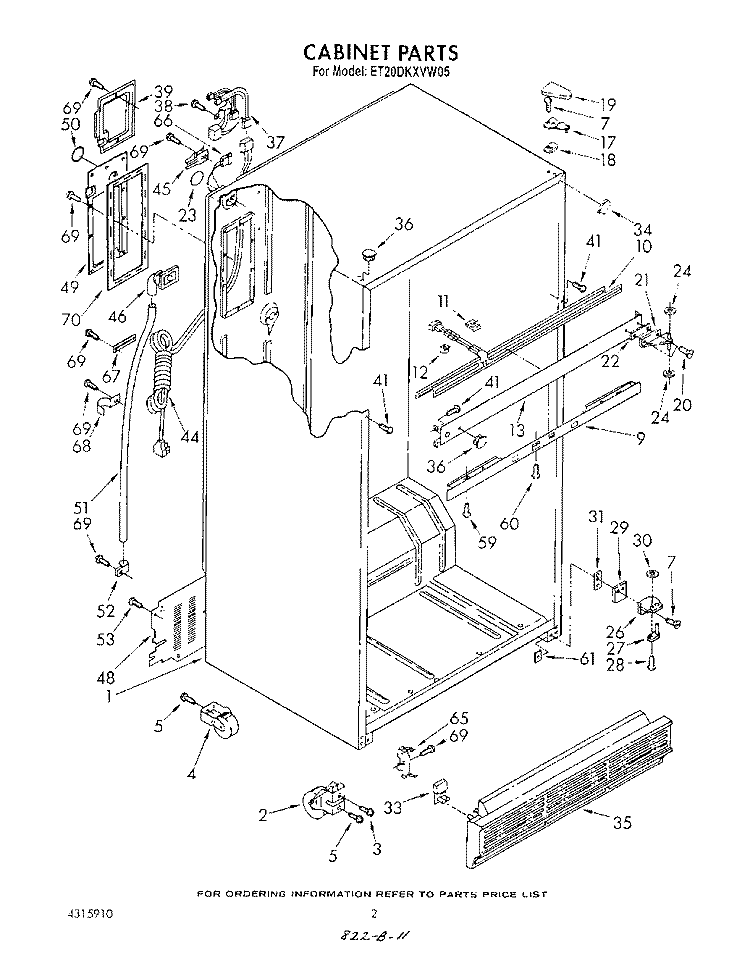 CABINET Diagram and Parts List for ET20DKXVN05  Whirlpool Refrigerator