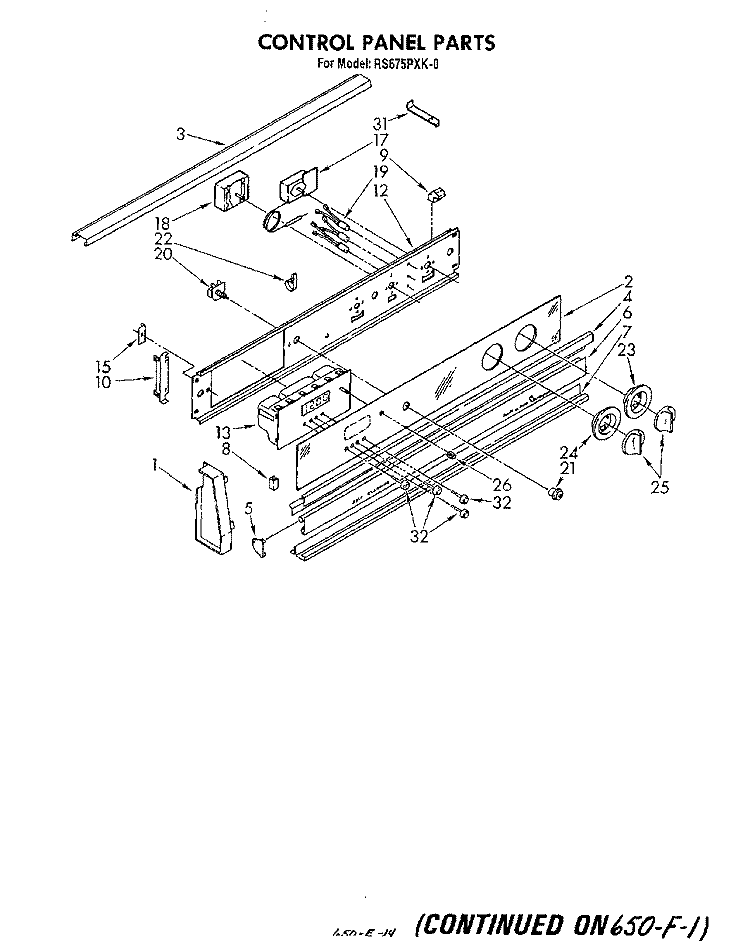 CONTROL PANEL Diagram and Parts List for RS675PXK0  Whirlpool Range