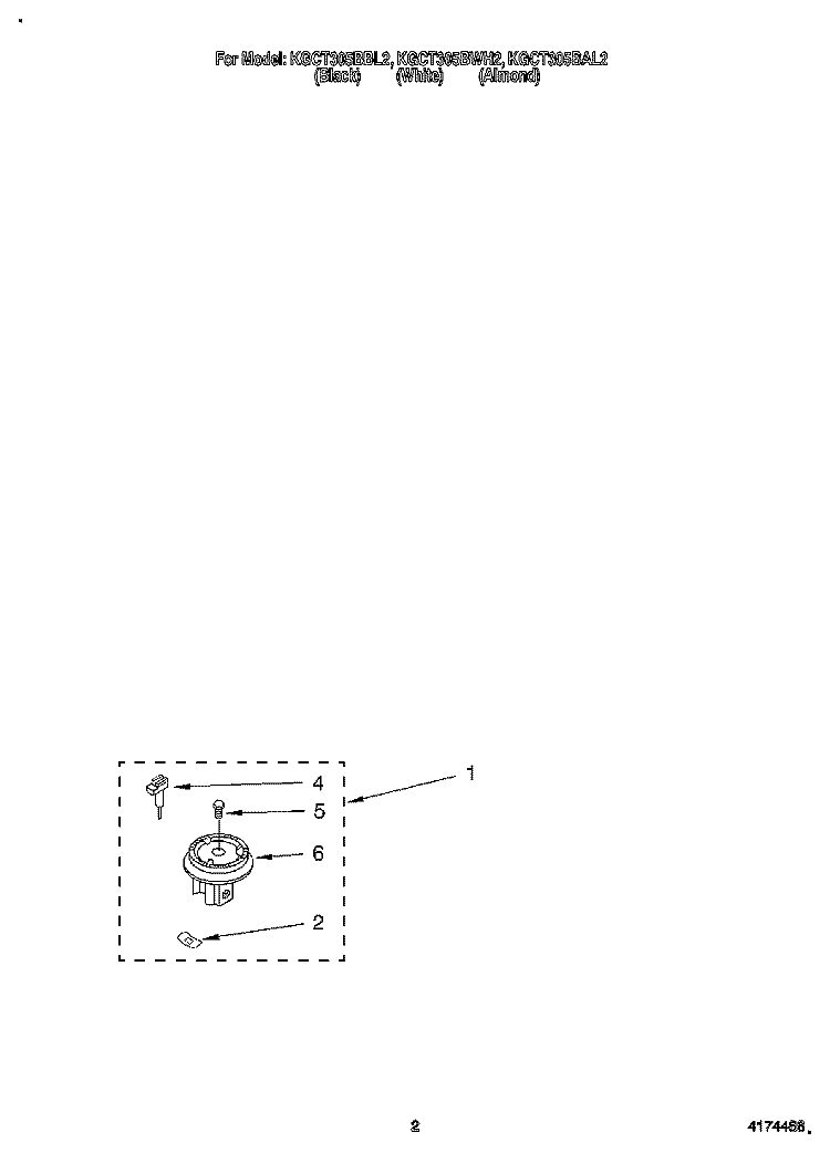 SEALED GAS BURNER ASSEMBLY Diagram and Parts List for KGCT305BWH2  KitchenAid Cooktop