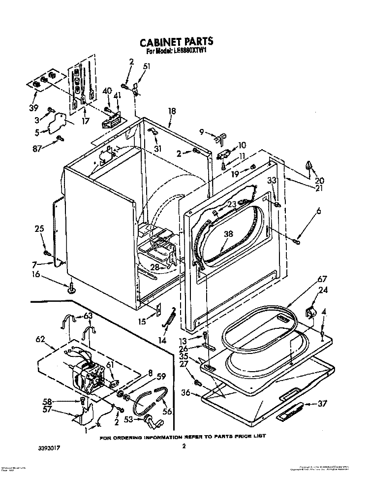SECTION Diagram and Parts List for LE6880XTN1  Whirlpool Dryer