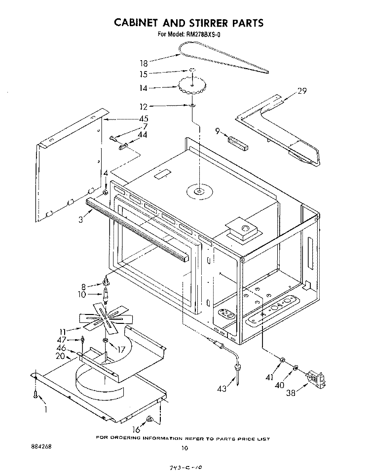 CABINET AND STIRRER Diagram and Parts List for RM278BXS0  Whirlpool Microwave Oven Combo
