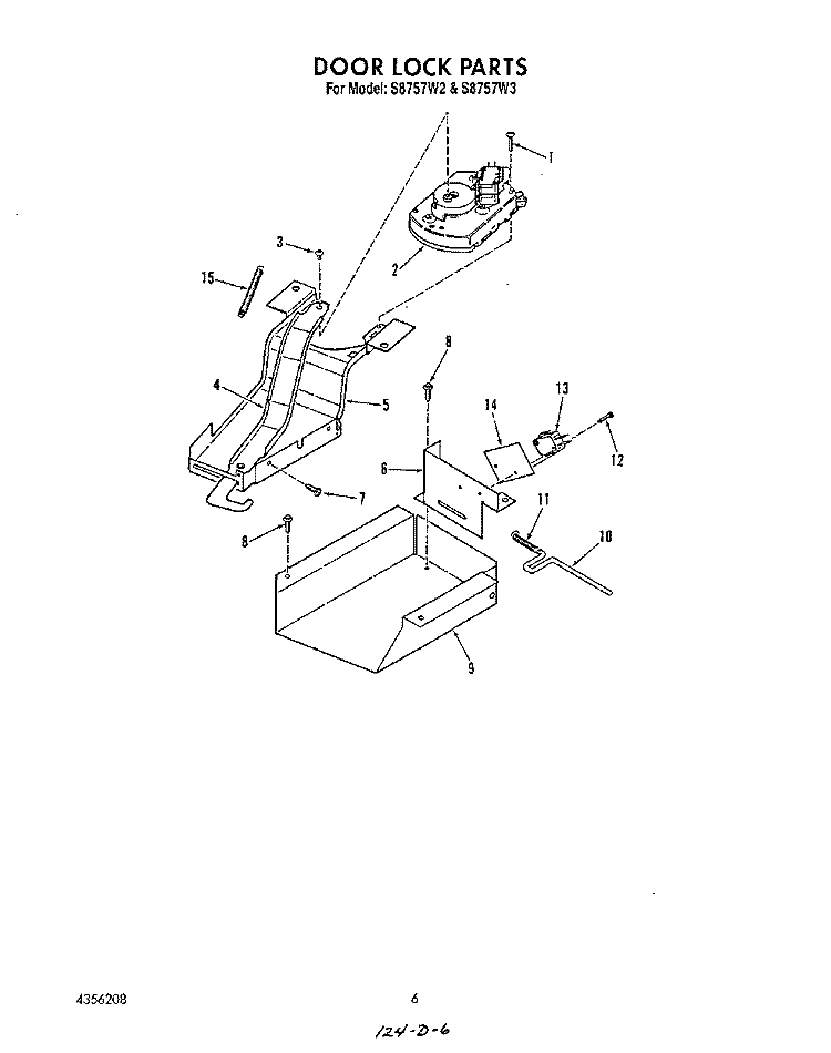 DOOR LOCK Diagram and Parts List for S8757^2  Whirlpool Range