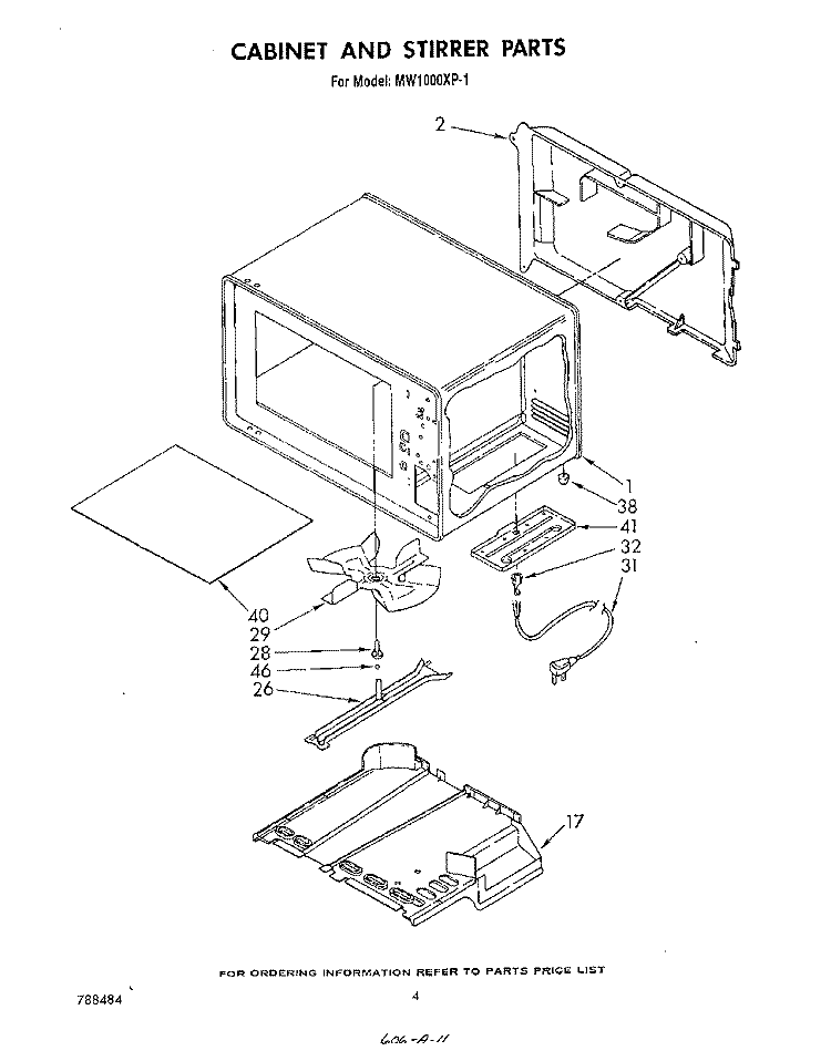 CABINET AND STIRRER Diagram and Parts List for MW1000XP1  Whirlpool Microwave