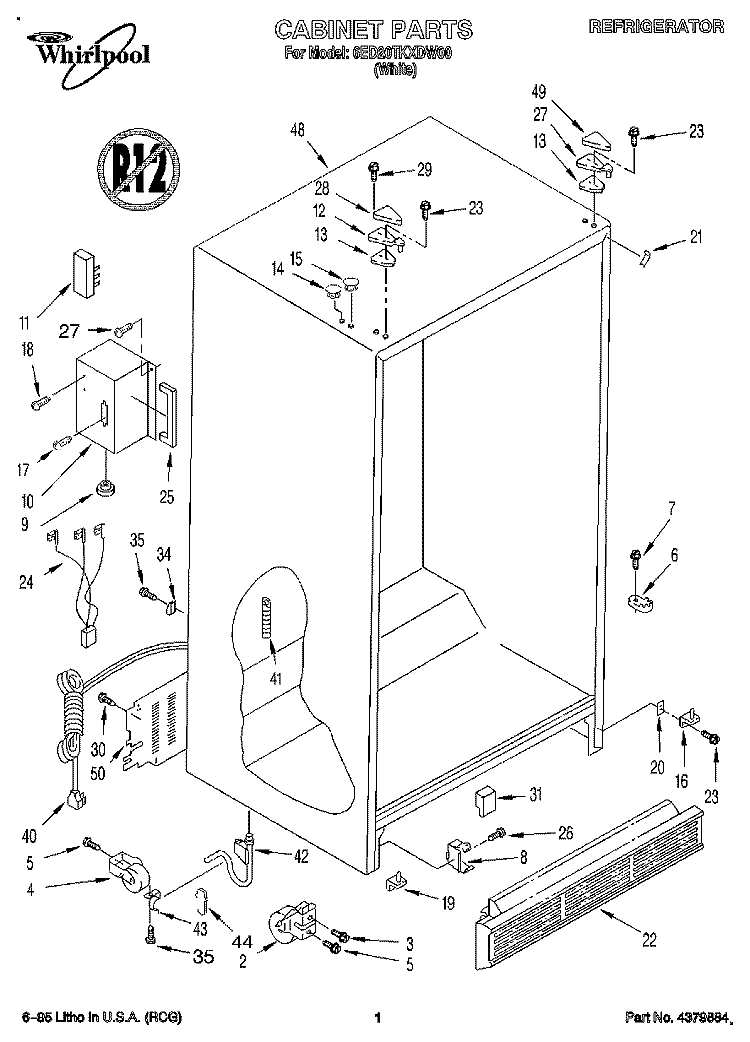 CABINET Diagram and Parts List for 6ED20TKXDW00  Whirlpool Refrigerator