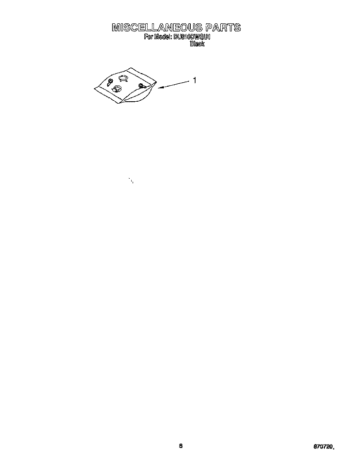 MISCELLANEOUS, LIT/OPTIONAL Diagram and Parts List for DU810DWGU1  Whirlpool Dishwasher