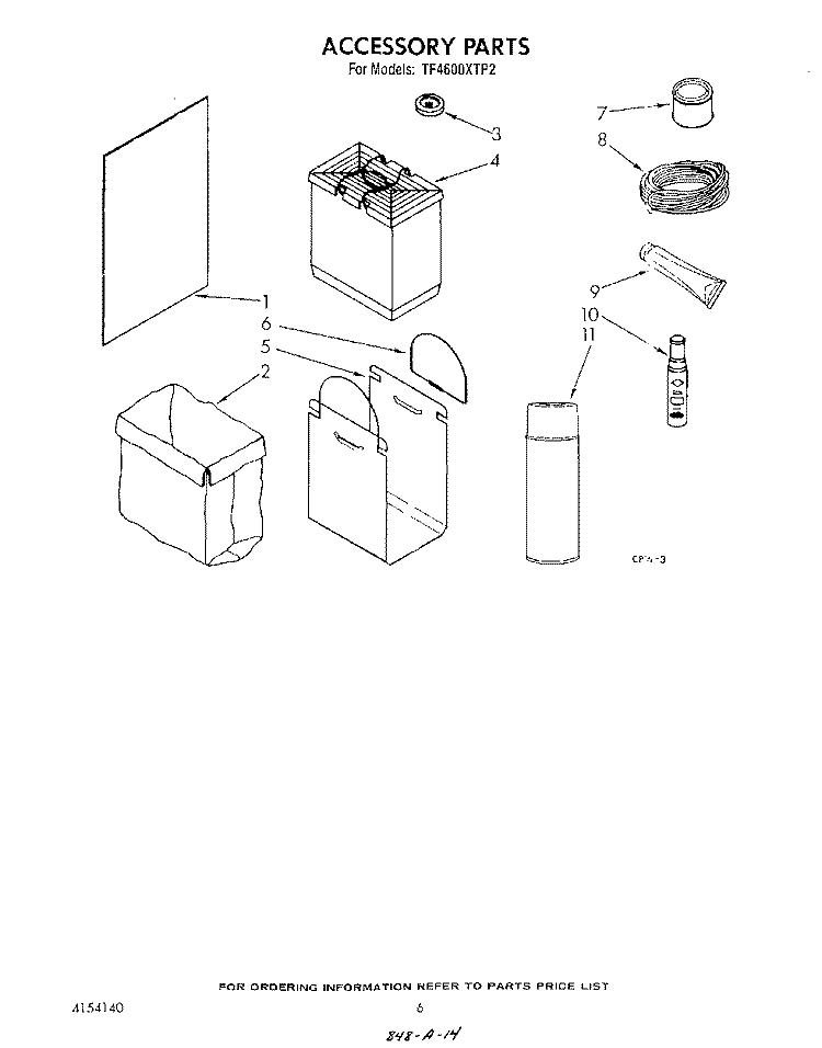 ACCESSORY Diagram and Parts List for TF4600XTP2  Whirlpool Trash Compactor