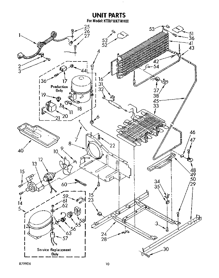 UNIT Diagram and Parts List for KTRF18KTWH00  Whirlpool Refrigerator