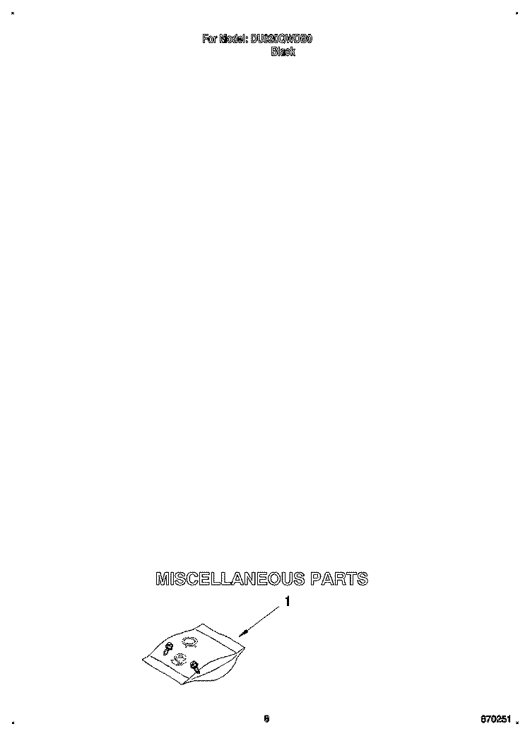 MISCELLANEOUS Diagram and Parts List for DU920QWDB0  Whirlpool Dishwasher
