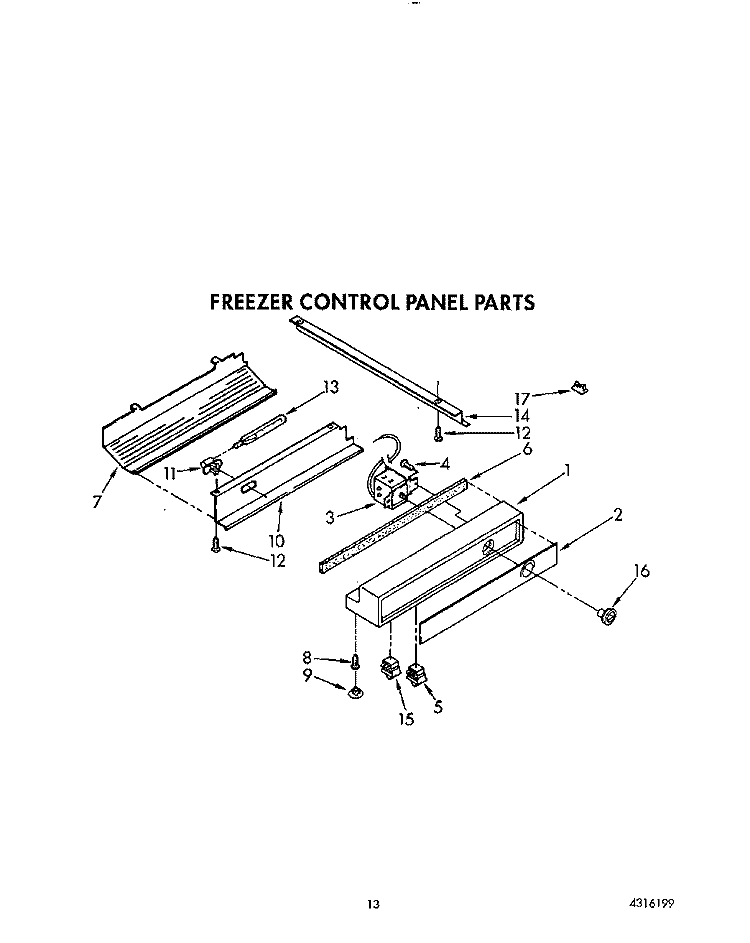 FREEZER CONTROL PANEL Diagram and Parts List for KSSS48DWW00  KitchenAid Refrigerator