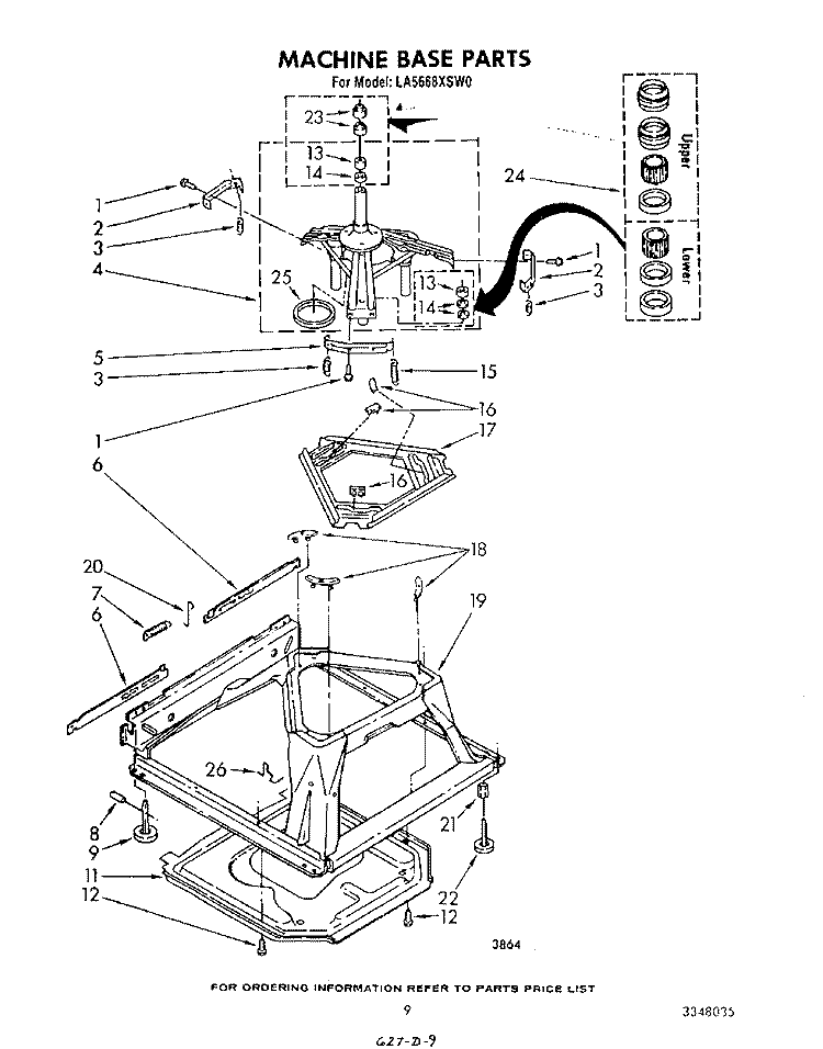 MACHINE BASE Diagram and Parts List for LA5668XSW0  Whirlpool Washer