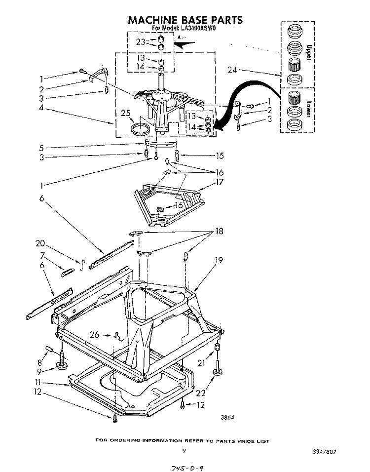 MACHINE BASE Diagram and Parts List for LA3400XSW0  Whirlpool Washer