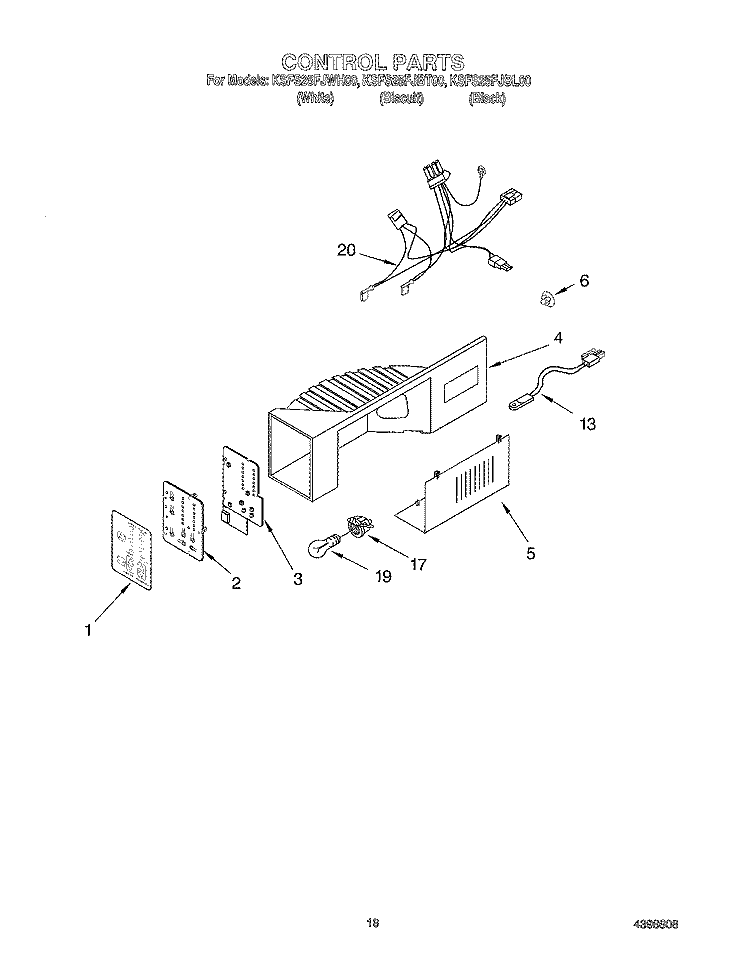 CONTROL Diagram and Parts List for KSFS25FJBL00  KitchenAid Refrigerator