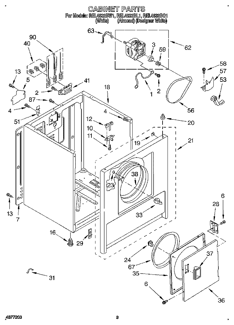 SECTION Diagram and Parts List for REL4632BQ1  Roper Dryer