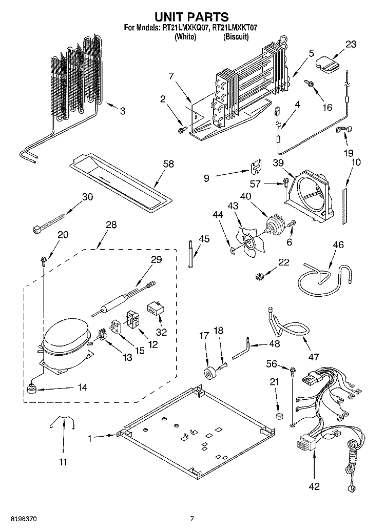 UNIT Diagram and Parts List for RT21LMXKT07  Whirlpool Refrigerator