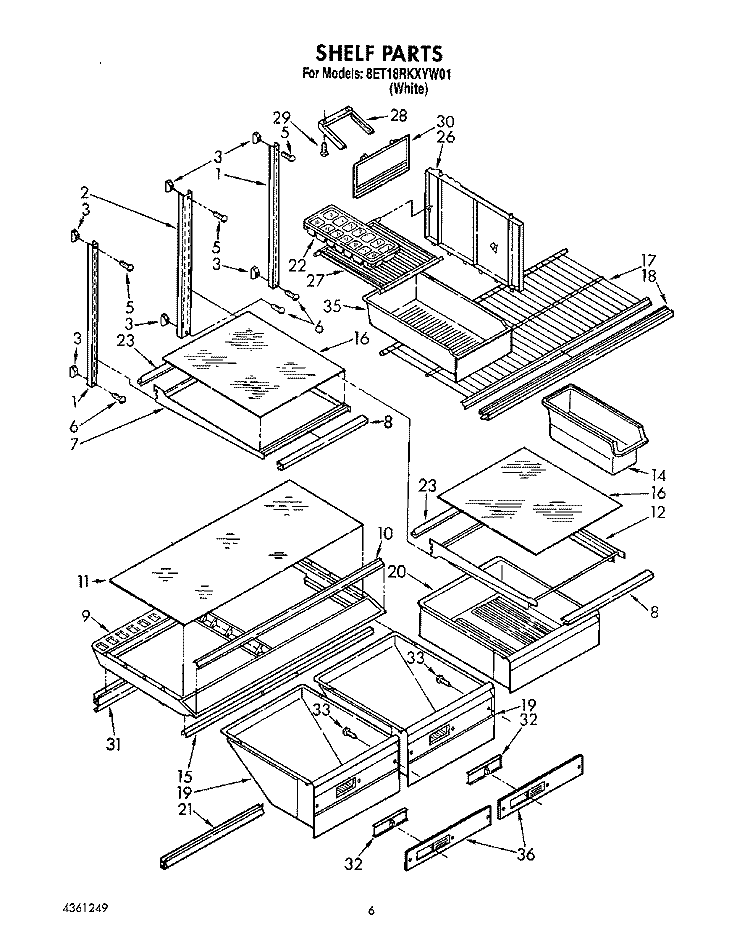 SHELF, LIT / OPTIONAL Diagram and Parts List for 8ET18RKXYN01  Whirlpool Refrigerator