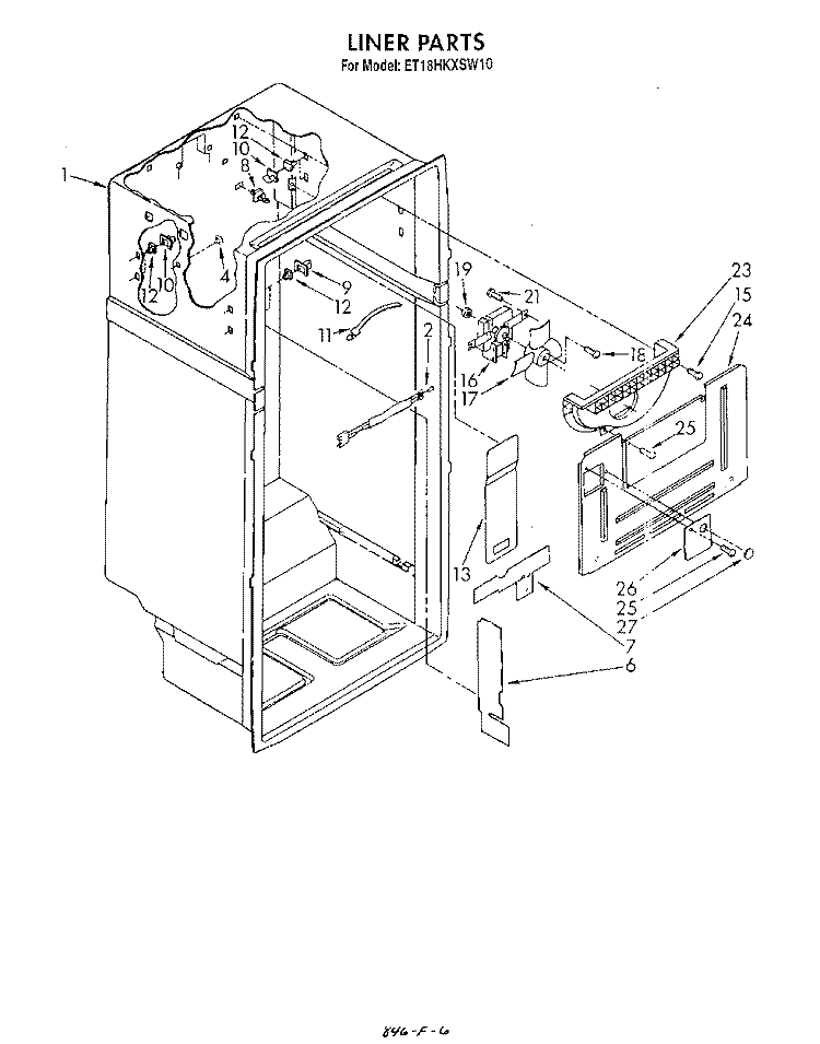 LINER Diagram and Parts List for ET18HKXSW10  Whirlpool Refrigerator