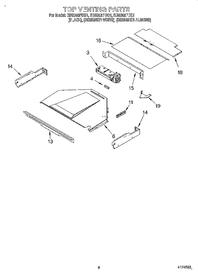 TOP VENTING, OPTIONAL Diagram and Parts List for RBS305PDQ1  Whirlpool Wall Oven