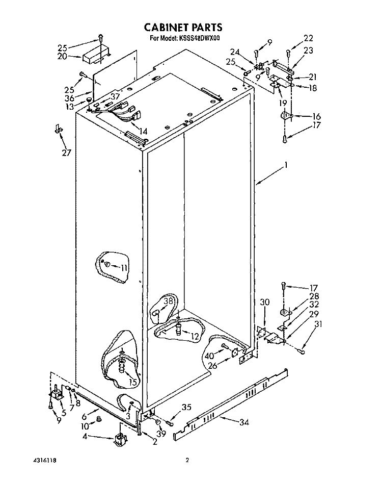 CABINET Diagram and Parts List for KSSS48DWX00  KitchenAid Refrigerator