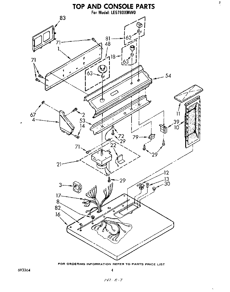 SECTION Diagram and Parts List for LE5780XMW0  Whirlpool Dryer