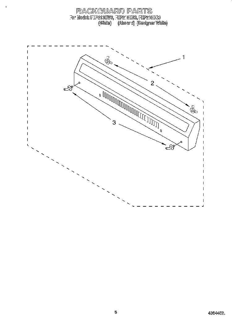 BACKGUARD Diagram and Parts List for FEP210EN3  Roper Range
