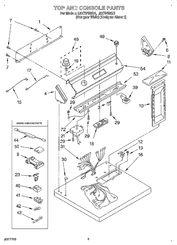 SECTION Diagram and Parts List for LET7646EZ1  Whirlpool Dryer
