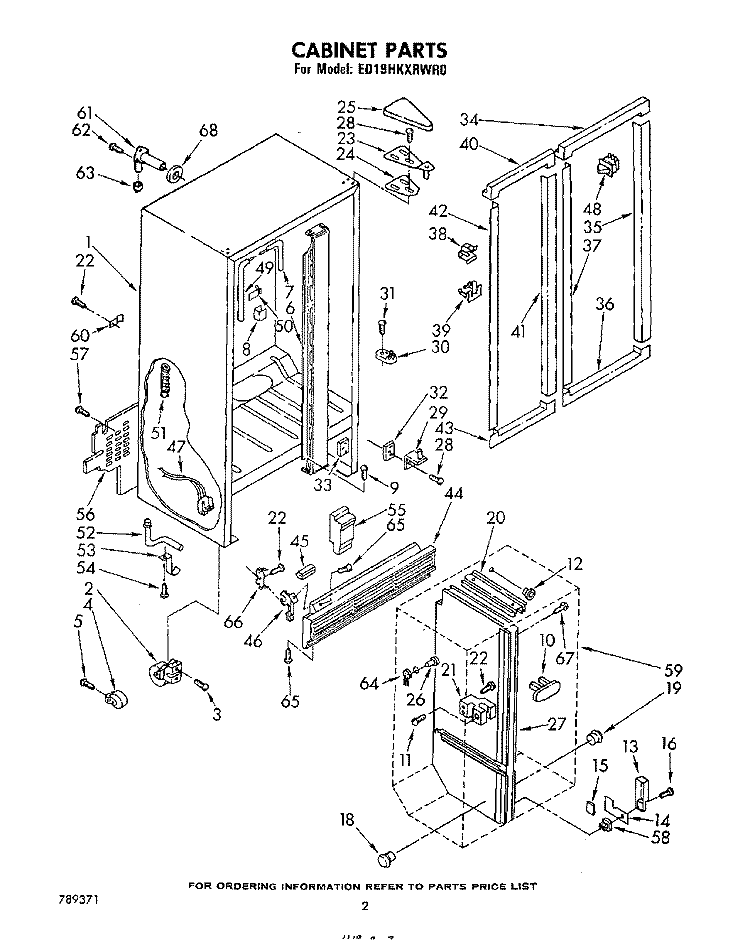 CABINET Diagram and Parts List for ED19HKXRNR0  Whirlpool Refrigerator