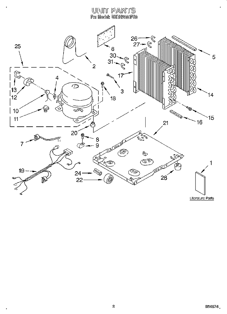 SECTION Diagram and Parts List for BHDH2500FS0  Whirlpool Dehumidifier