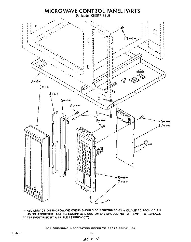 MICROWAVE CONTROL PANEL Diagram and Parts List for KEMI371SBL0  KitchenAid Microwave Oven Combo