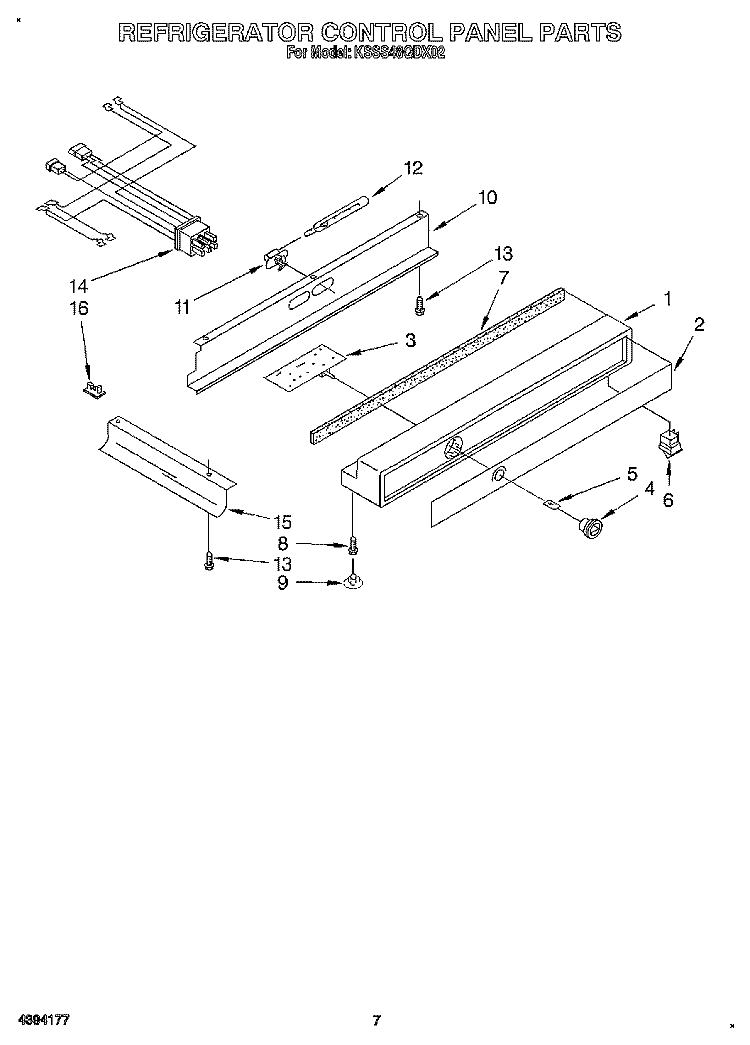 REFRIGERATOR CONTROL PANEL Diagram and Parts List for KSSS48QDX02  KitchenAid Refrigerator