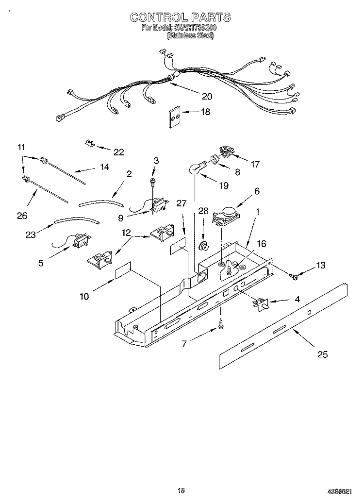 CONTROL Diagram and Parts List for 3XART735G00  Whirlpool Refrigerator