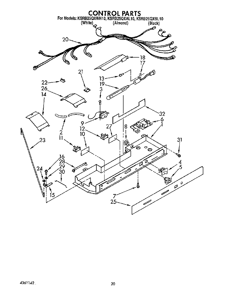 CONTROL Diagram and Parts List for KSRB25QXAL10  KitchenAid Refrigerator